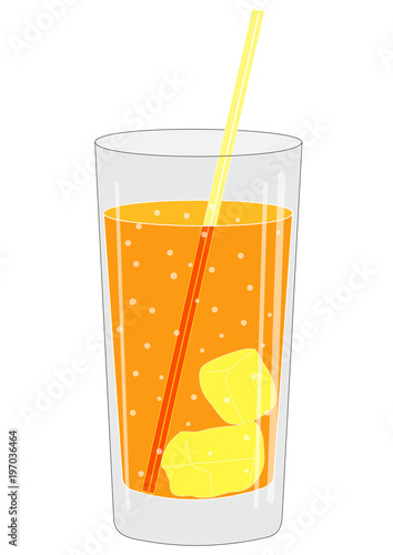 Glass with a drink and tube