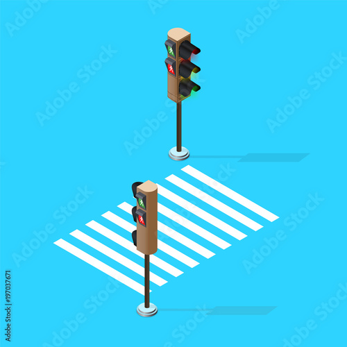 Vector Traffic Lights,isometric view, isometric traffic sign