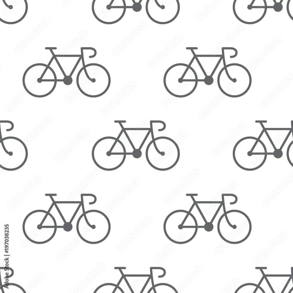 Seamless bicycle icons pattern on white background