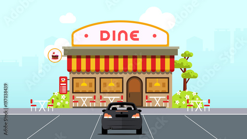 retro restaurant flat illustration
