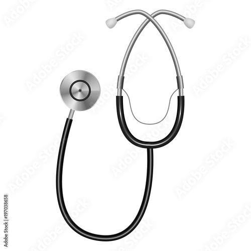 Stethoscope mockup. Realistic illustration of stethoscope vector mockup for web