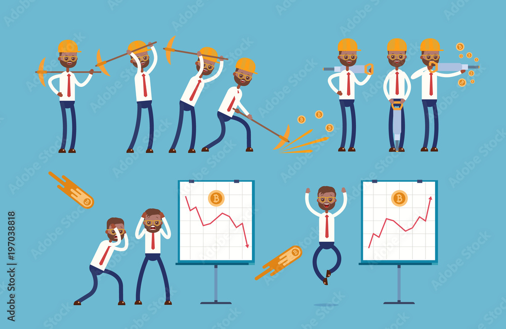 Mining of the cryptocurrency with a pick, a jackh Mining of the cryptocurrency with a pick, a jackh
