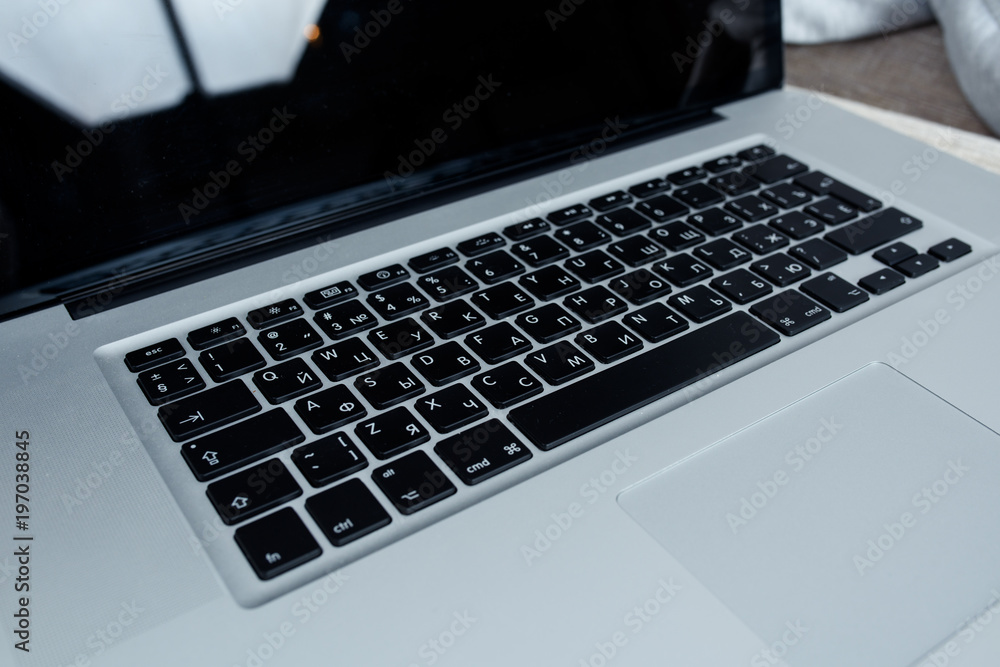 Close up of black laptop keyboard