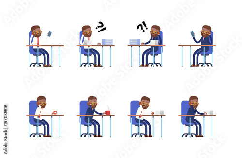 sits sad, thoughtful. phone does not ring, a lot 