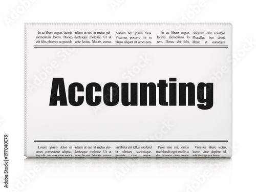 Currency concept: newspaper headline Accounting on White background, 3D rendering