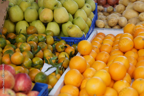 Oranges on the counter in the market