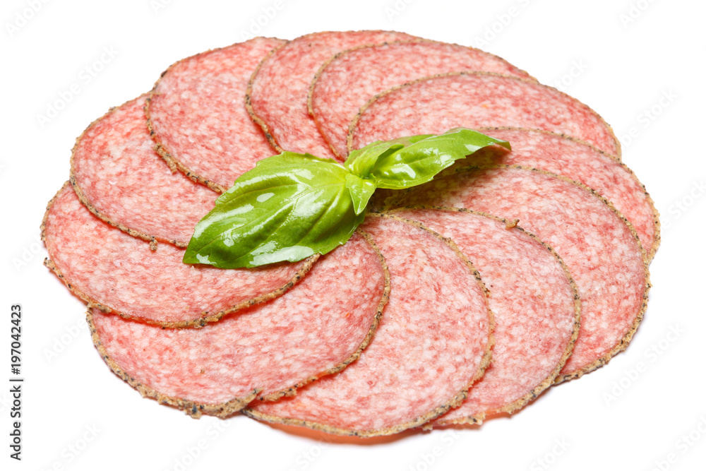 Italian Salami saugage on white background Italian Salami saugage on white background