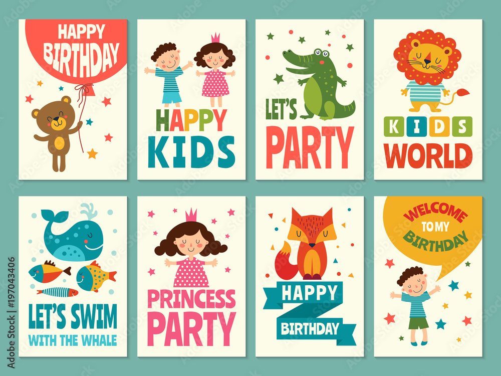 Design template of cards for childrens. Labels for packaging