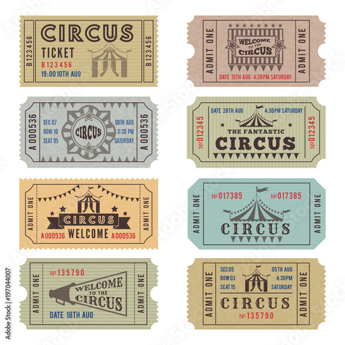 Design template of circus tickets