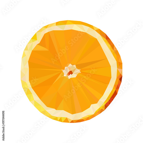 Orange slice low poly. Vector food, Fruit isolated on white background