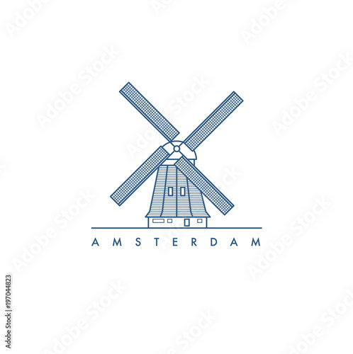 Cuadro en lienzo Amsterdam.  illustration.