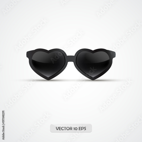 Sunglasses. Heart shape. Realistic icon. Vector