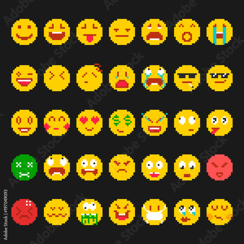 Pixel emoticon set