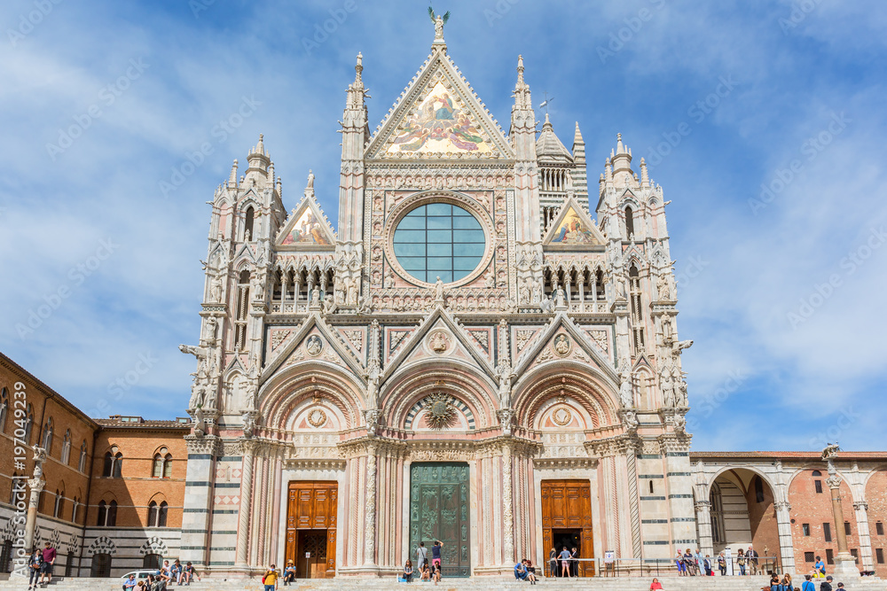 View towards the Duomo di Siena Cathedral in Siena, Italy