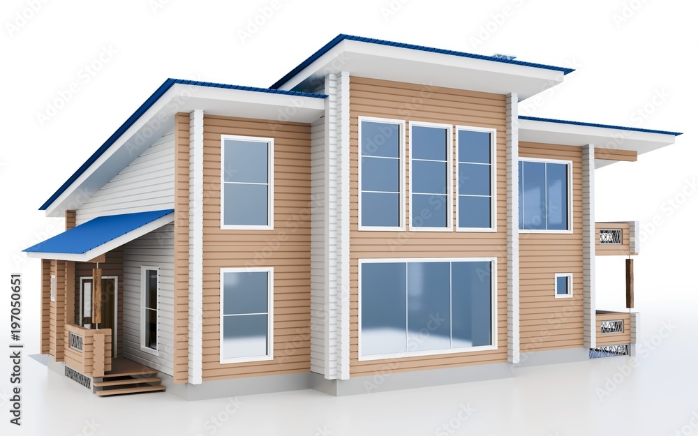 3d modern house on white background 3D illustration 3d modern house on white background 3D illustration