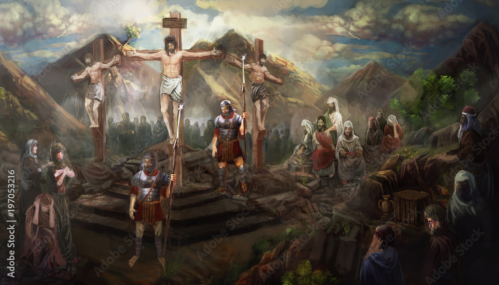 crucifixion of Jesus Christ Stock Illustration | Adobe Stock
