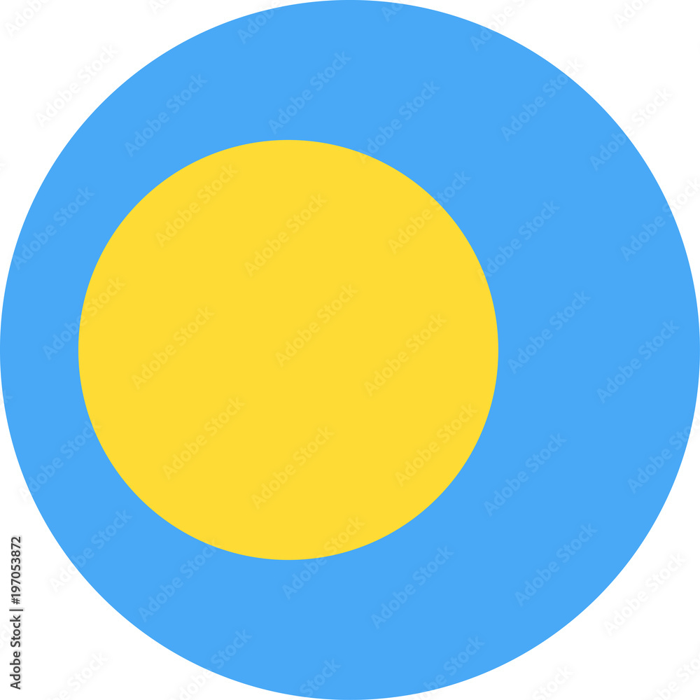 Palau Flag Vector Round Flat Icon