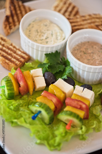 Tasty snacks: roasted toast...