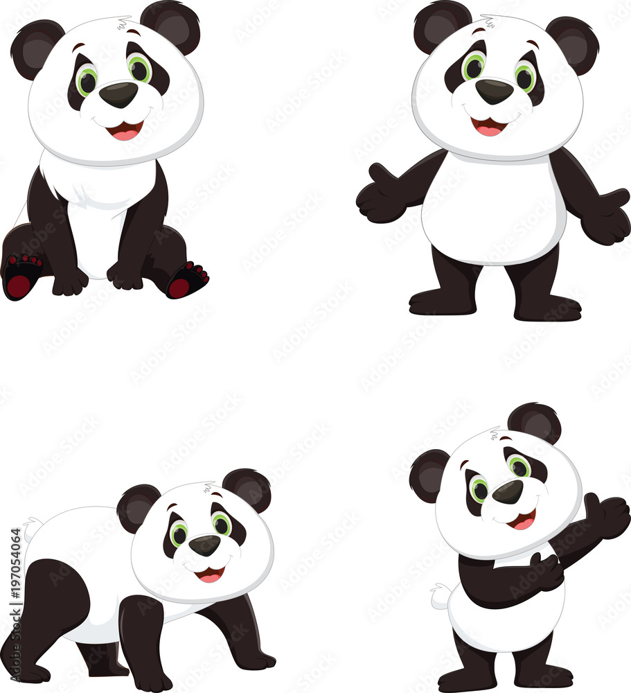 Fototapeta premium cute panda cartoon collection