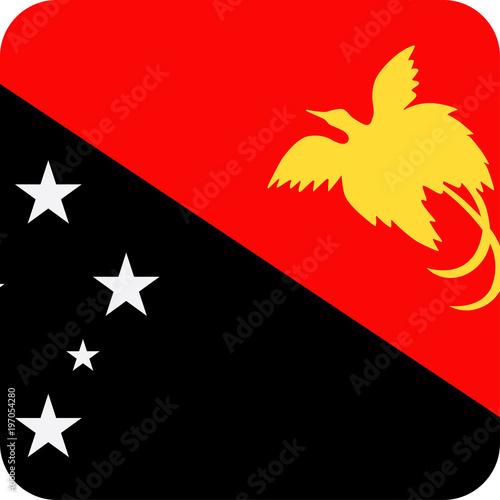 Papua New Guinea Flag Vector Square Flat Icon