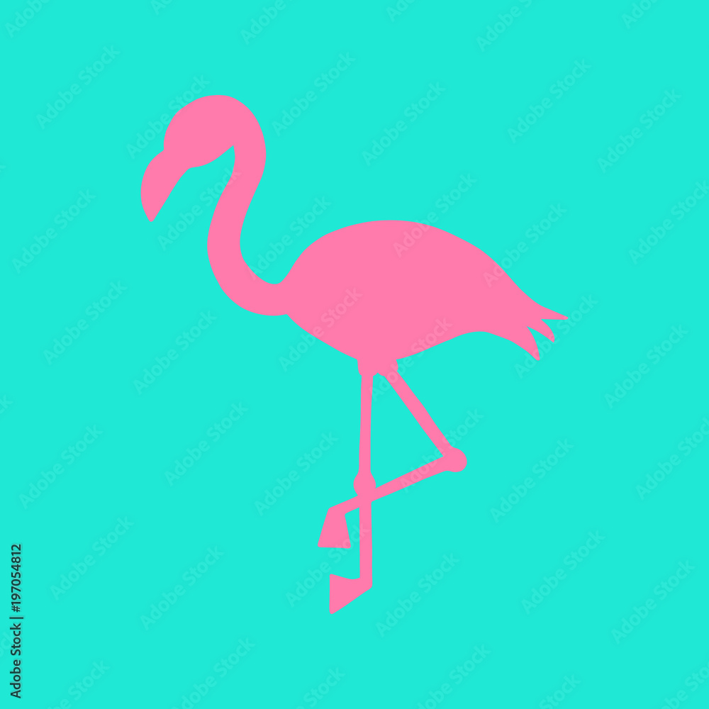 Mint background with pink flamingo silhouette, summer tropical flamingo vector illustration. Mint background with pink flamingo silhouette, summer tropical flamingo vector illustration.