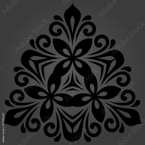 Oriental vector pattern with arabesques and floral elements. Traditional classic ornament. Vintage pattern with arabesques