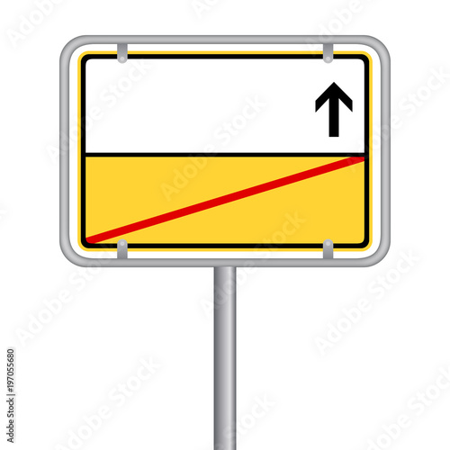 Ortsschild - Ortsausgangsschild ohne Text. Isoliert Vektor Eps10.