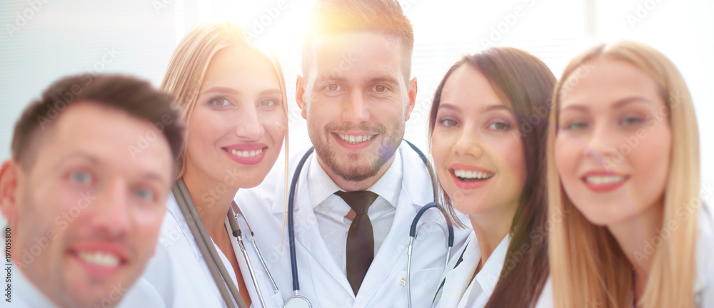 closeup.Portrait of a doctor and medical team closeup.Portrait of a doctor and medical team