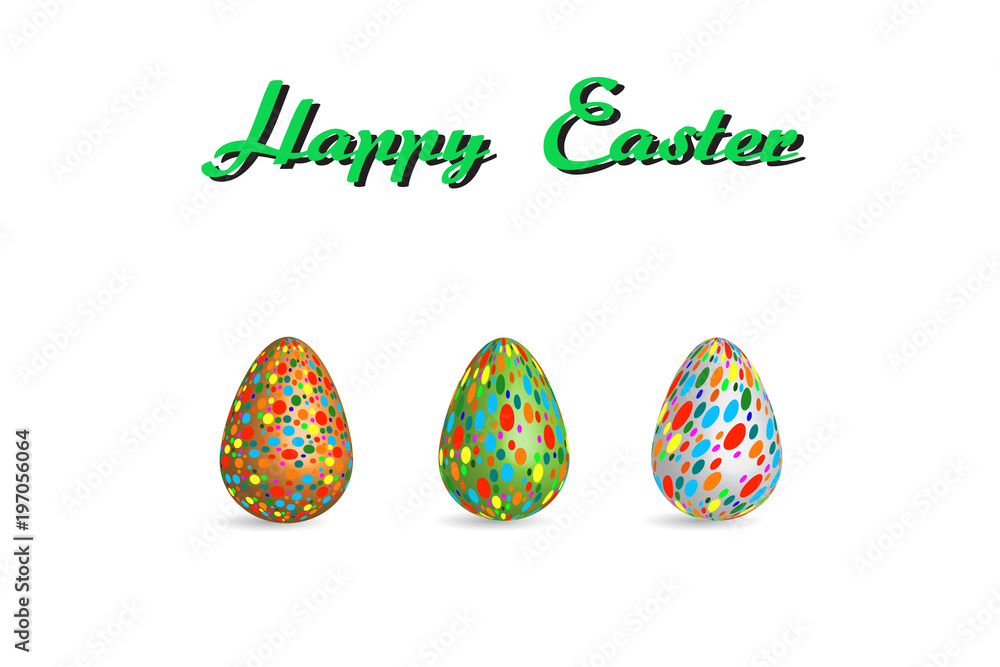 easter egg pattern paint color on white background Vector Illustration with copy space add text