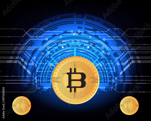 bitcoin money currency digital golden coin symbol with background  abstract future circle Concept innovation finance connect network communication design style vector illustration