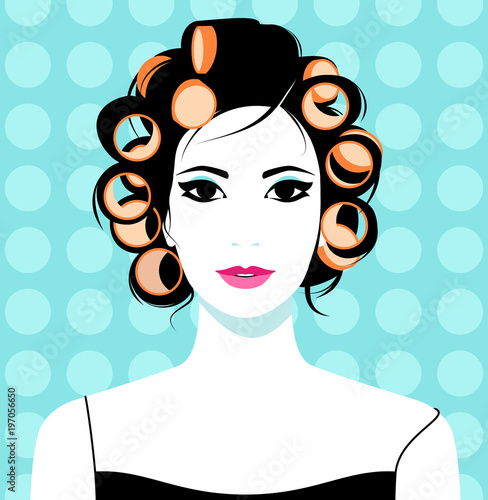 Woman with curlers