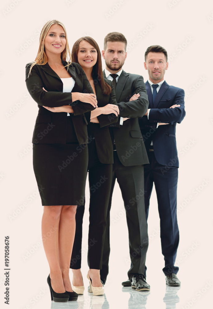 in full growth .confident business team.isolated on white in full growth .confident business team.isolated on white