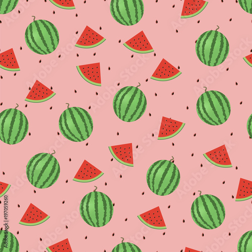 Seamless pattern of watermelon. Vector illustration