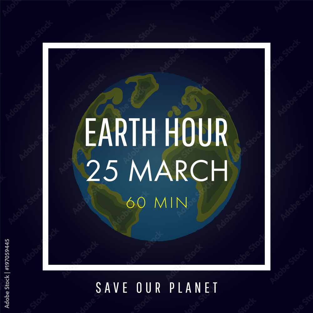 Illustration of Earth hour. 25 march