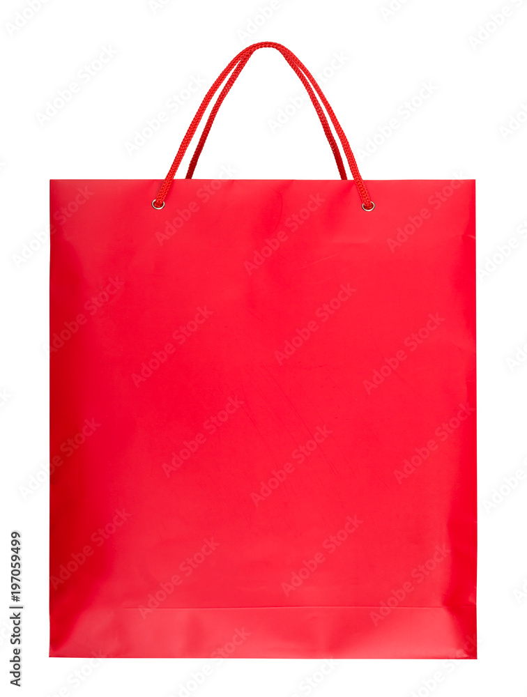 Red paper shopping bag isolated on white Red paper shopping bag isolated on white