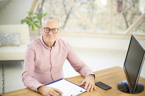 Executive senior businessman working at the office