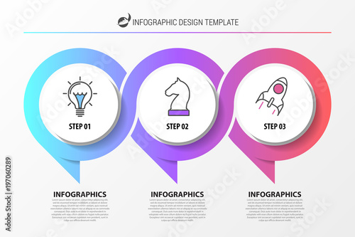 Infographic design template. Organization chart with 3 steps