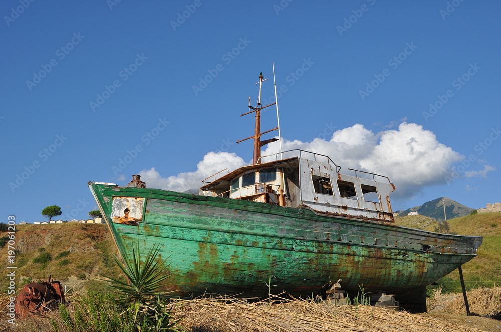 Abandoned boat in Calabria, Italy. Abandoned boat in Calabria, Italy.