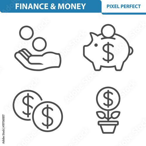 Finance And Money Icons. Professional, pixel perfect icons depicting various finance, money and currency concepts. EPS 8 format. © 13ree_design