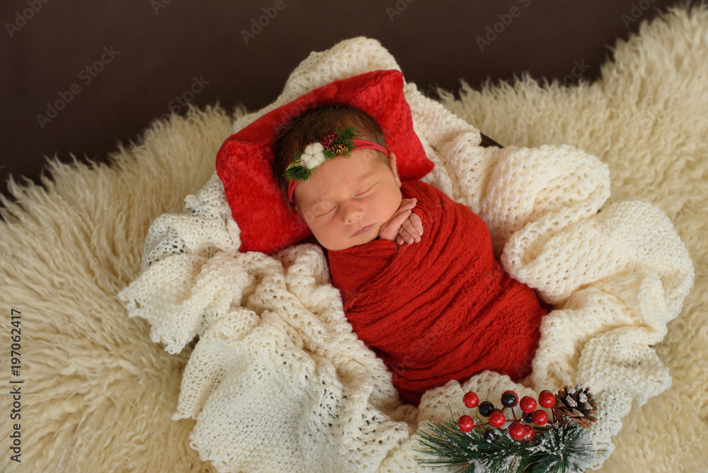 Stock photo of beautiful newborn baby sleeping in cute props Stock photo of beautiful newborn baby sleeping in cute props