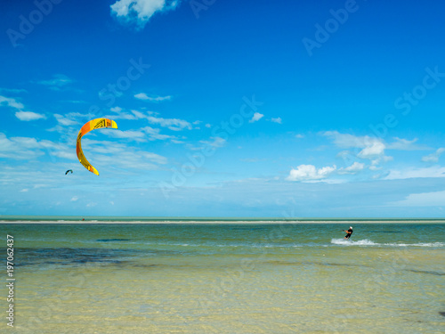Holbox, Mexico, South America: [Tropical relaxation in Holbox island, tourist destination, kitesurfing in the Carribean gulf, sea]