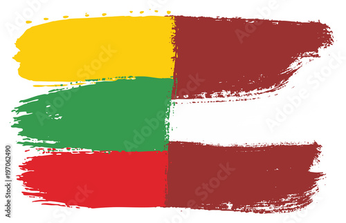 Lithuania Flag & Latvia Flag Vector Hand Painted with Rounded Brush Free Download Lithuania Flag & Latvia Flag Vector Hand Painted with Rounded Brush - GFXLoad