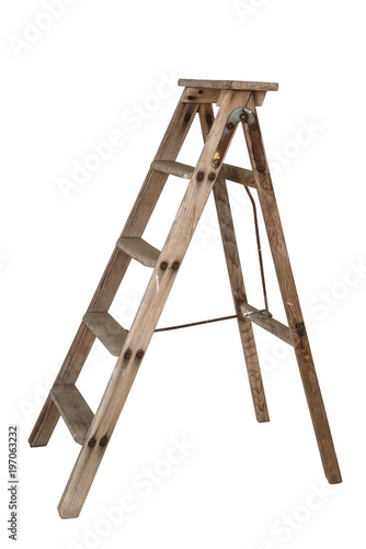 Wallpaper Mural ladder old wooden ladder on white background, isolated Torontodigital.ca