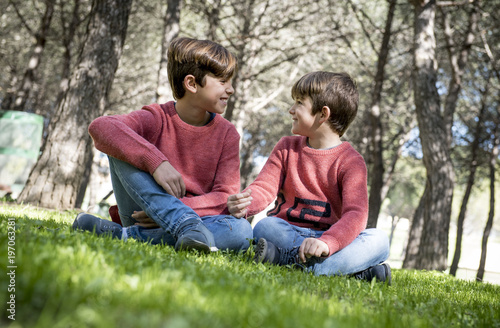 brothers together in the park