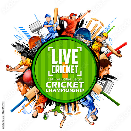 Batsman and bowler playing cricket championship sports