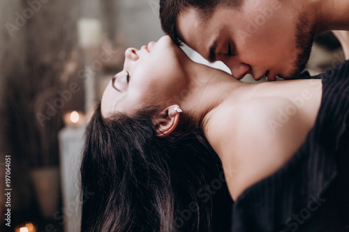Romantic intimate photo session of a young couple.