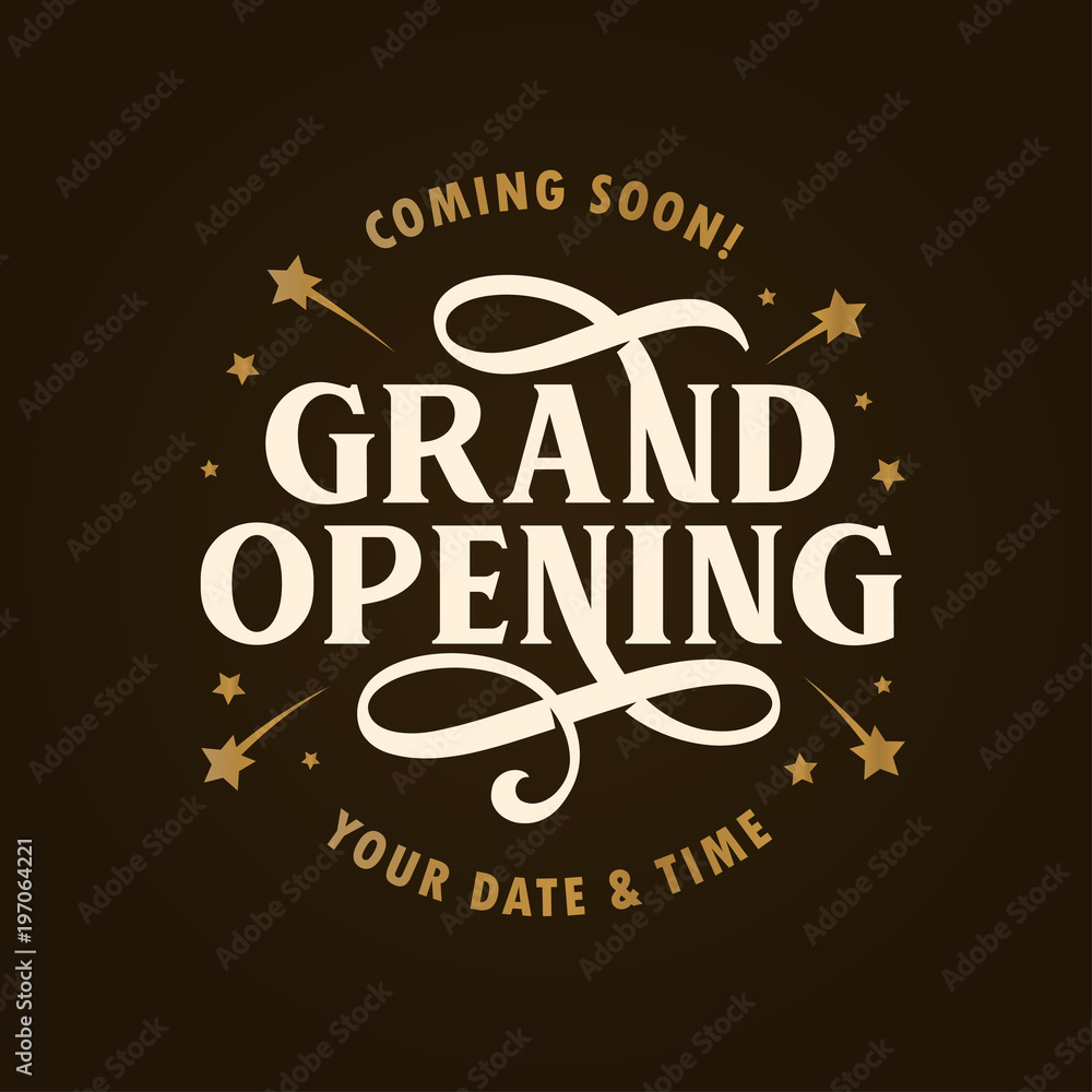 Fototapeta premium Grand opening template, banner, poster. Vector vintage illustration.