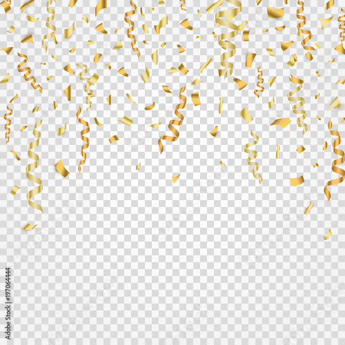 Gold confetti background. Party background. Vector illustration