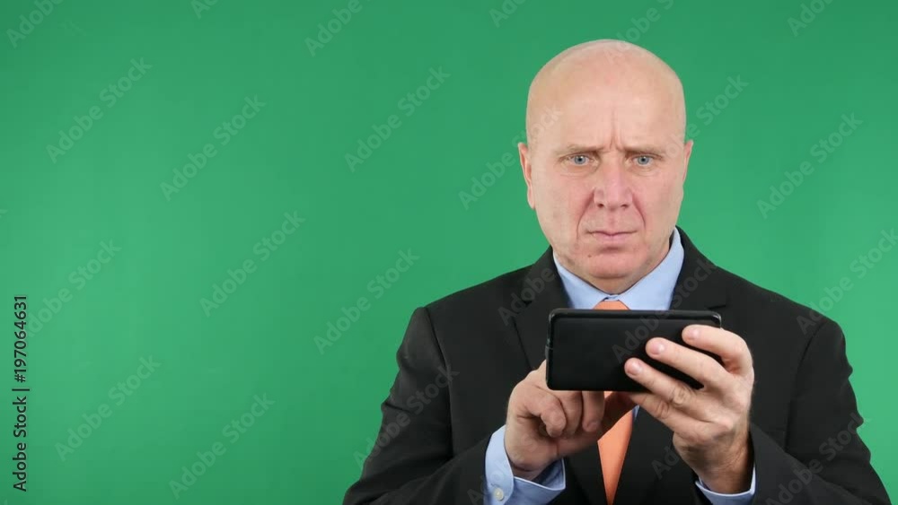 Nervous Businessman Using Touch Tablet Gesturing Irritated Reading Bad News Nervous Businessman Using Touch Tablet Gesturing Irritated Reading Bad News