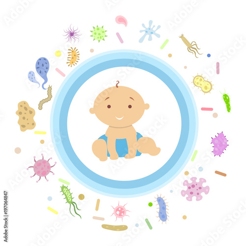 Baby boy under shield.